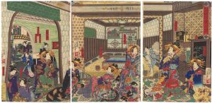 芳幾「江戸町二丁目甲子屋浴室之図」