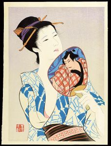 Iwata Sentaro / Compilation of Masterpieces of Bijin Woodblock Prints / Cool Breeze 