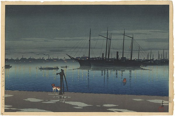 Kawase Hasui “20 Views of Tokyo / Akashi-cho After the Rain”