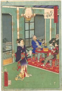 一景「東京名所三十六戯撰　数寄屋河岸」