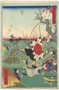 一景「東京名所三十六戯撰　亀戸梅やしき」