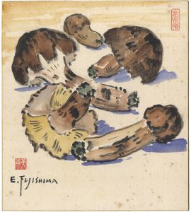 藤島英甫「自筆色紙　松茸」