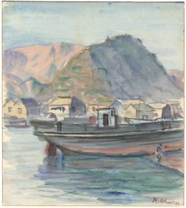 Obara Hiroshi / 自筆色紙　船の繕ひ