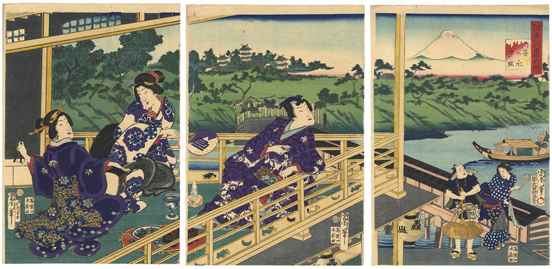 Kunichika “Eight Views of Edo / Evening Glow at Ochanomizu”