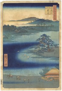 Hiroshige I / 100 Views of Edo  / Kesakake Pine at Senzoku Pond [名所江戸百景　千束の池袈裟懸松]