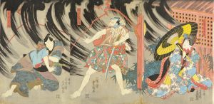 芝居絵　朝比奈藤兵衛　但嶋屋お夏　石井兵助