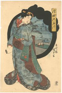 浮世六玉川　摂津梼衣玉川
