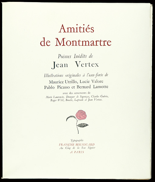 “Jean Vertex：Amities de Montmartre” ピカソ他版画入