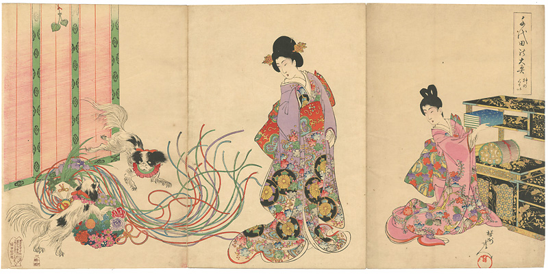 周延「千代田之大奥　狆のくるい」