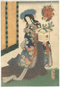 Toyokuni III / 12 Signs of the Oriental Zodiac /  Rat [十二支の内　子]