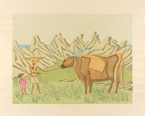 前川千帆「海岸の赤牛」