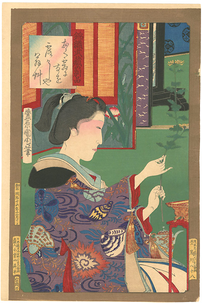 国周「錦織武蔵の別品　生花」