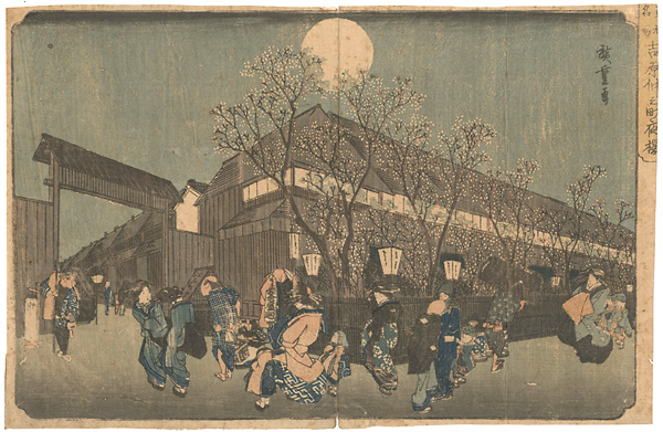 広重初代「東都名所　吉原仲之町夜桜」
