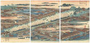 Hiroshige I / 東都名所 新吉原五丁町弥生花盛全図 [東都名所 新吉原五丁町弥生花盛全図]