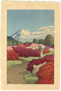 元箱根見南山荘風景　（五）つつじ庭に遊ぶ二美人