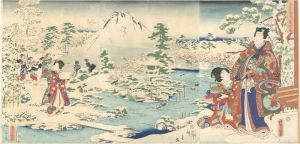 豊国三代 広重二代「合筆源氏　庭中之雪」