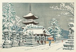 浅野竹二「東京名所の内　上野東照宮雪」