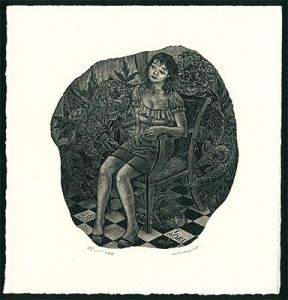 蔵書票 椅子の少女