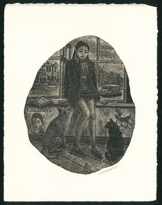 蔵書票 少女（宮沢賢治）