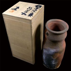 備前窯変筒花入