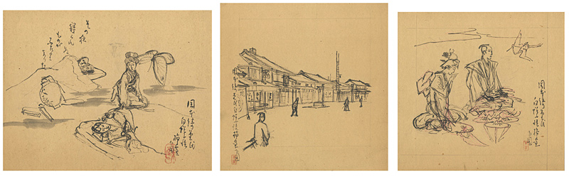 Suzuki Sujyaku “Sketching the Illustlation for "Hakuchokai" writtten by Okamoto Kido”