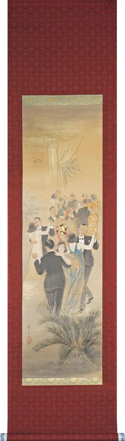 北沢楽天「自筆画幅　舞踏会（仮題）」