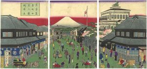 国政四代「東京名所室町三井富士遠望」