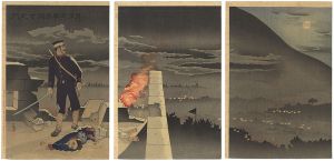 清親「単身弾雨ヲ冒シテ玄武門ヲ開ク」
