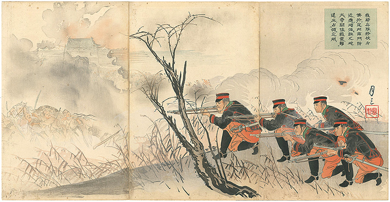 Gessan “n the vicinity of the South Gate of Dingzhou commissioned officer scouts of our cavalry faced heavy enemy fire, and engaged in valiant struggle and savage fighting. Finally overcoming resistance they occupied Dingzhou”