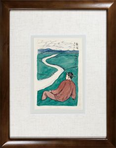 竹久夢二「自筆画稿　岸邊に立ちて」