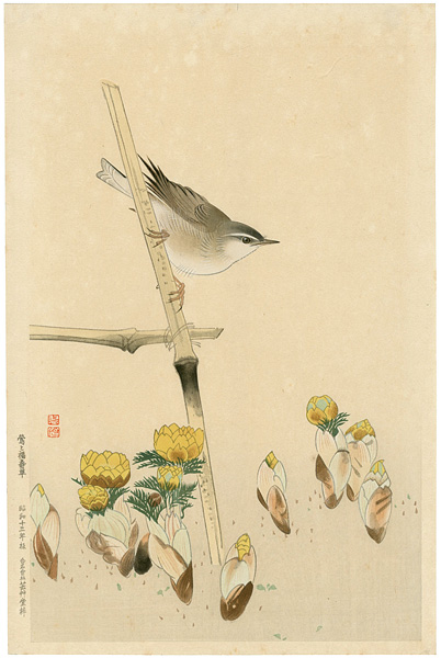 Fukuda Suiko “鶯と福寿草”