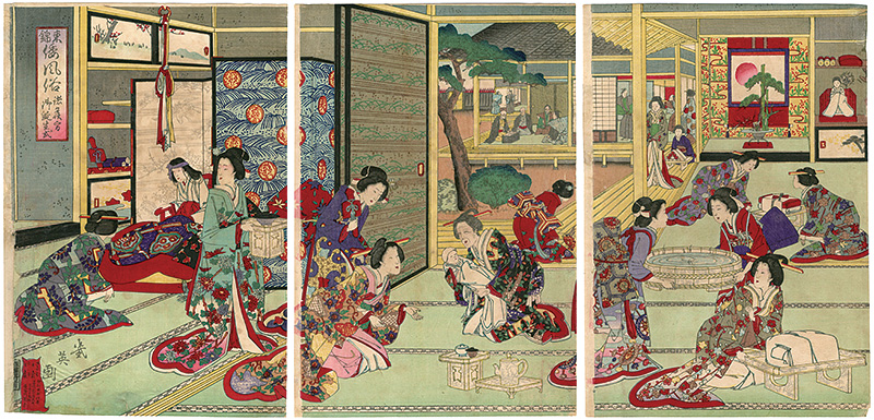 Ikuhide “Japanese Costumes in Eastern Brocade / Birth Ceremony of Receiving Visits from Other Families”