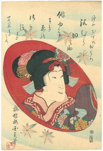 Kunisada II / Kabuki Actor in Sake Cup / Sawamura Tanosuke [俳優蒔絵盃 四十八枚重ノ内 　沢村田之助]