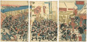 国芳「忠臣蔵義士両国橋引取之図」