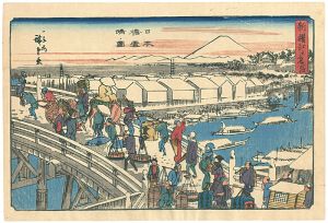 Hiroshige I / A New Selection of Famous Places of Edo / Clear Weather after Snow at Nihombashi Bridge [新撰江戸名所 日本橋雪晴ノ図]