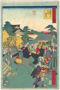 一景「東京名所三十六戯撰　亀戸天神初卯」