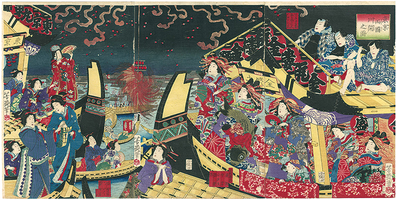 Yoshiiku “The River Opening Celebration at Ryogoku Bridge in Tokyo”
