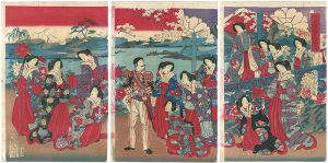 周延「開花今様花園之図」