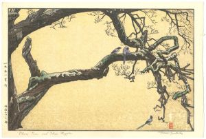 Yoshida Toshi / Plum Tree and Blue Magpie