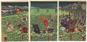 芳虎「宇治川大合戦　佐々木梶原先陣之図」