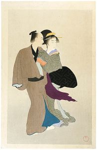 Komura Settai / Chikamatsu Monzaemon in 12 Months / Kabuki Performance Daikyoji : Portrait of Osan & Mohei