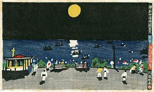 川西英 / Scenes of Kobe in the 12 months / September, Full Moon at Suwayama Park　
