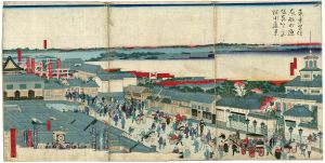国輝二代「東京里俗人形町通従水天宮深川遠景」
