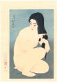 裸婦髪梳き