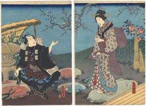 豊国三代「四季花くらべの内　冬」
