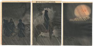清親「我野戦砲兵九連城幕営攻撃」