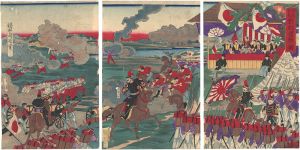 周延「騎兵歩兵　対抗運動ノ図」