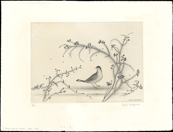 Hasegawa Kiyoshi “Oiseau dans un champ”