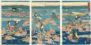 Shigenobu / Fording the Oi River [大井川かち渡]