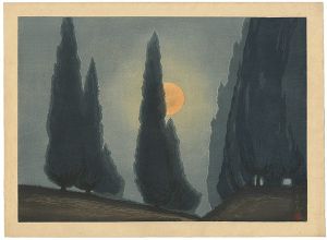 Urushibara Mokuchu / Cypress trees at dawn